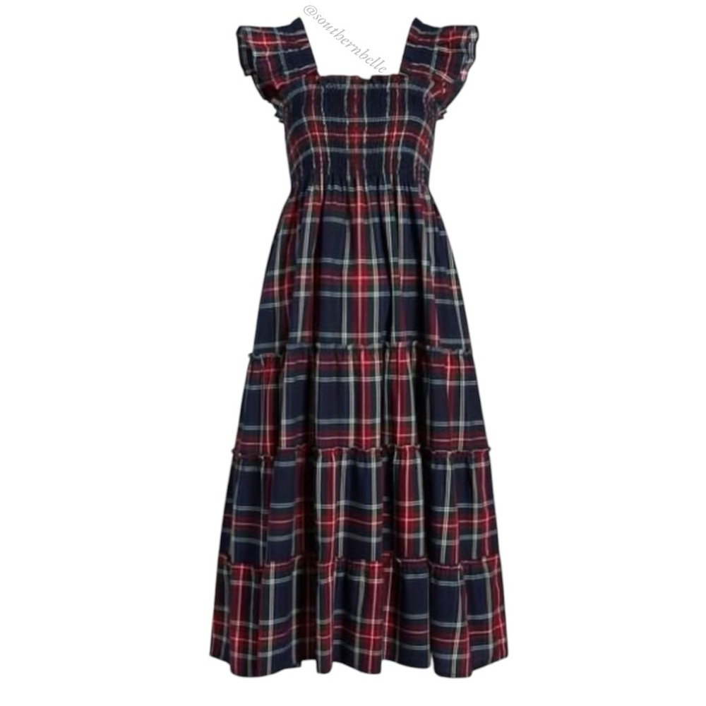 Hill House Home Ellie Nap Dress | Navy Dress Stewart Tartan Plaid | Size XS